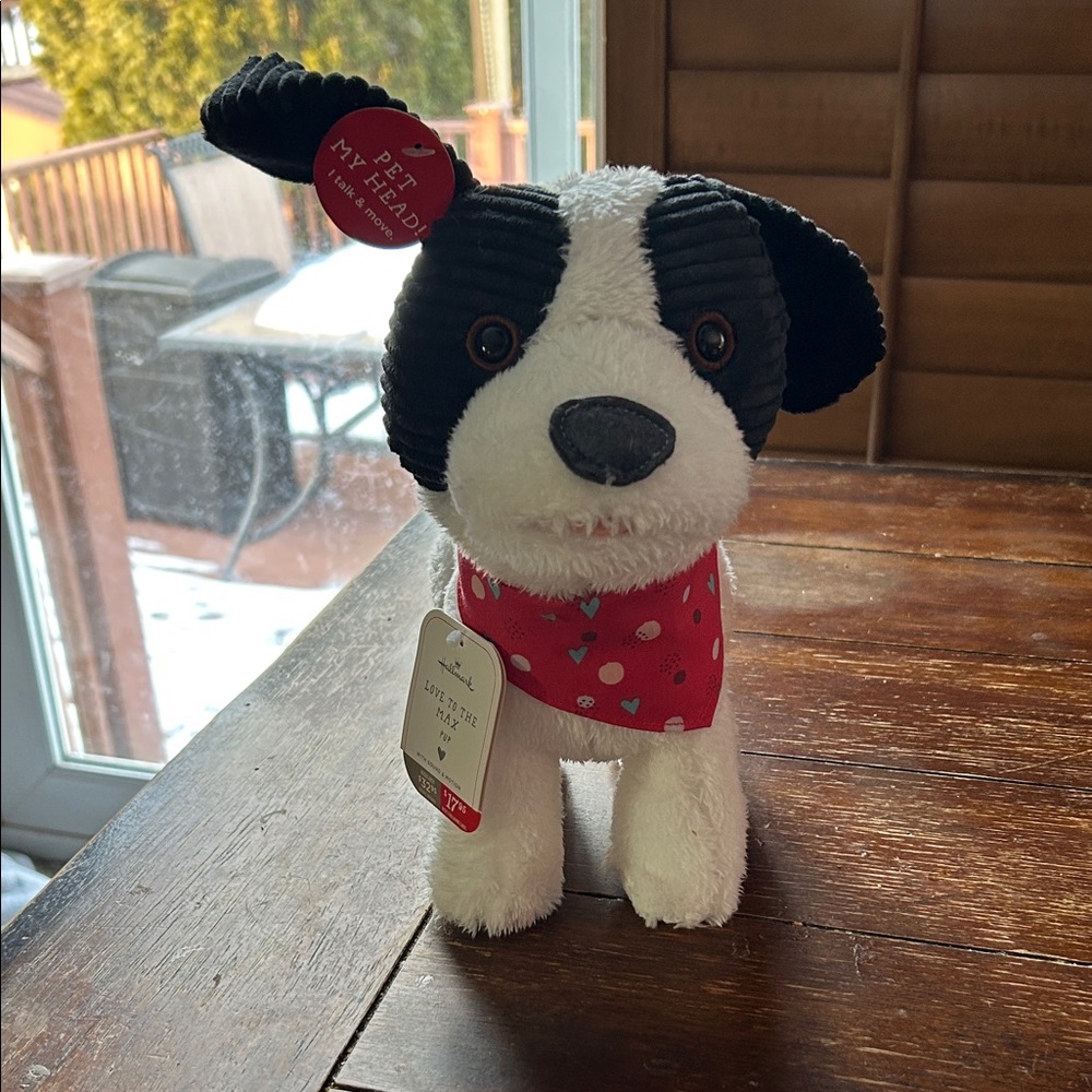 Black and White Plush Dog Toy